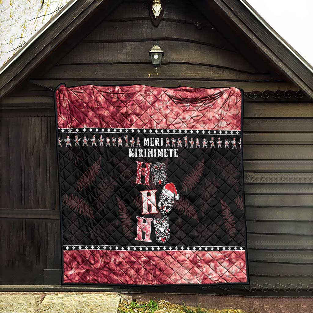 New Zealand Tiki Christmas Quilt Ho Ho Ho Paua Shell Glitter Red LT05 - Polynesian Pride