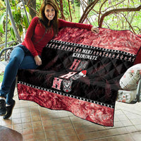 New Zealand Tiki Christmas Quilt Ho Ho Ho Paua Shell Glitter Red LT05 - Polynesian Pride