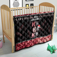New Zealand Tiki Christmas Quilt Ho Ho Ho Paua Shell Glitter Red LT05 - Polynesian Pride