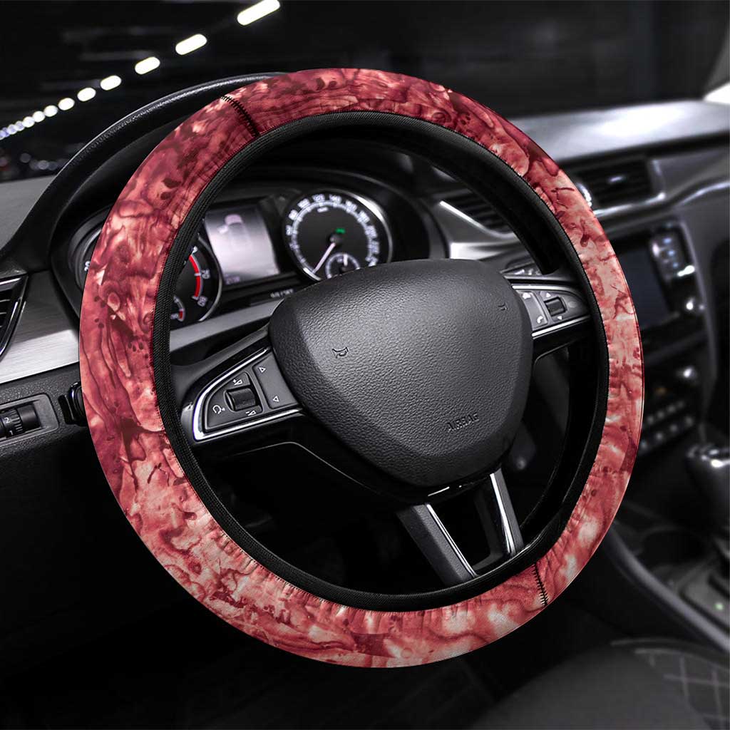 New Zealand Tiki Christmas Steering Wheel Cover Ho Ho Ho Paua Shell Glitter Red