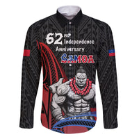 Samoa Independence Day Family Matching Off Shoulder Long Sleeve Dress and Hawaiian Shirt Samoan Warriors Ula Fala LT05 Dad's Shirt - Long Sleeve Black - Polynesian Pride