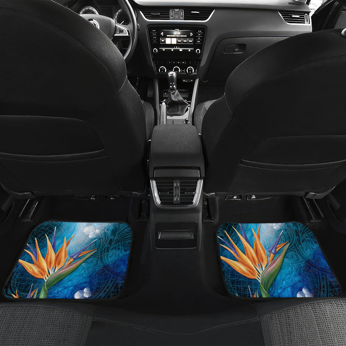 Personalised Kosrae Constitution Day Car Mats Humpback Whale Tropical Flowers LT05 - Polynesian Pride