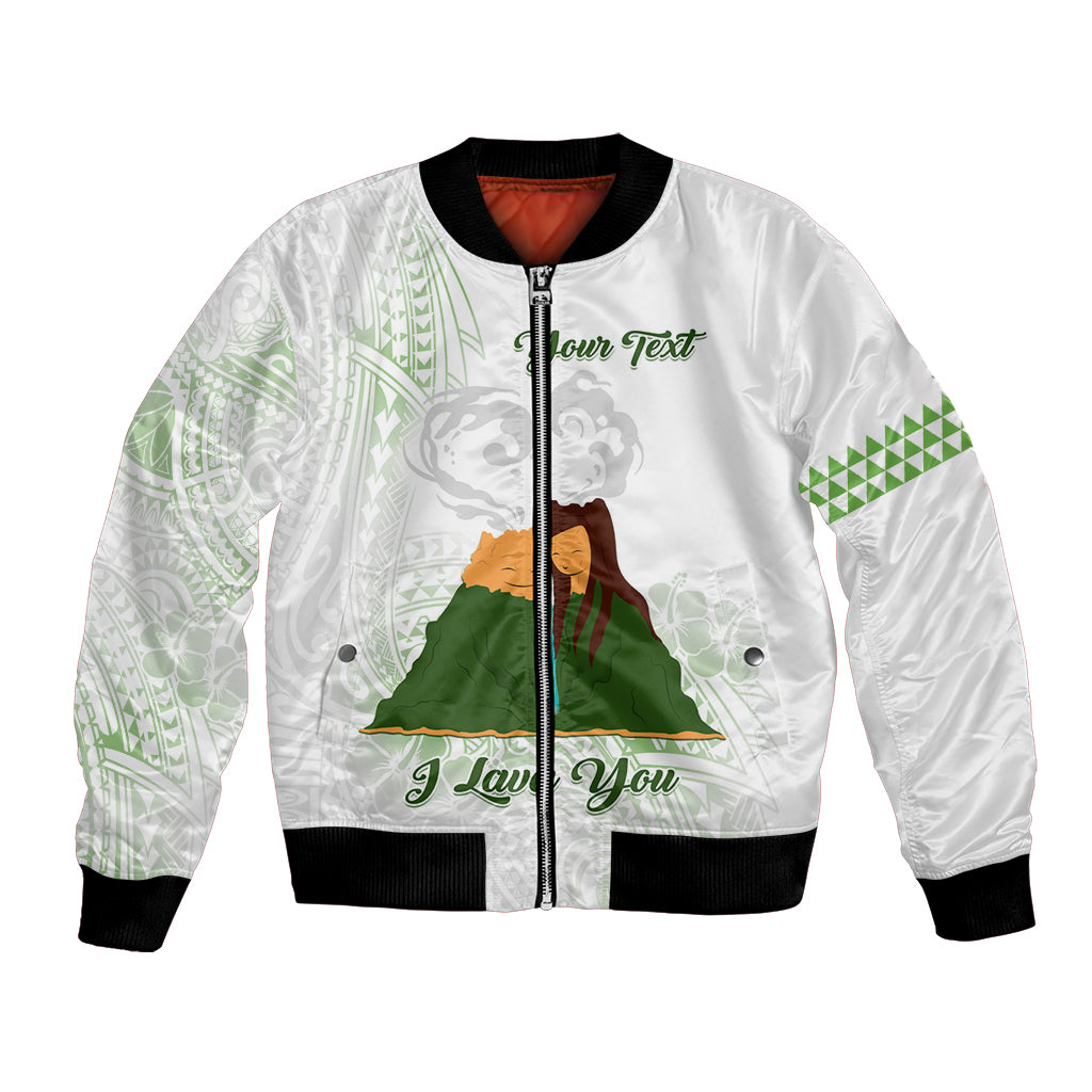 Personalised I LAVA YOU Volcano Valentine Bomber Jacket Polynesian Tribal Pattern LT05 Unisex White - Polynesian Pride