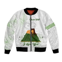 Personalised I LAVA YOU Volcano Valentine Bomber Jacket Polynesian Tribal Pattern LT05 Unisex White - Polynesian Pride