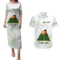 Personalised I LAVA YOU Volcano Valentine Couples Matching Puletasi and Hawaiian Shirt Polynesian Tribal Pattern LT05 White - Polynesian Pride