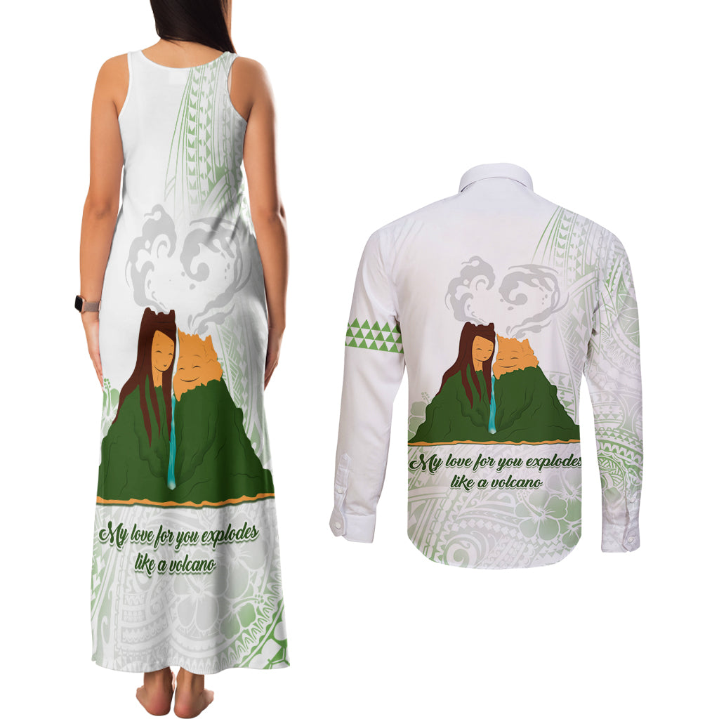 Personalised I LAVA YOU Volcano Valentine Couples Matching Tank Maxi Dress and Long Sleeve Button Shirt Polynesian Tribal Pattern LT05 - Polynesian Pride