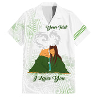 Personalised I LAVA YOU Volcano Valentine Family Matching Puletasi and Hawaiian Shirt Polynesian Tribal Pattern LT05 Dad's Shirt - Short Sleeve White - Polynesian Pride