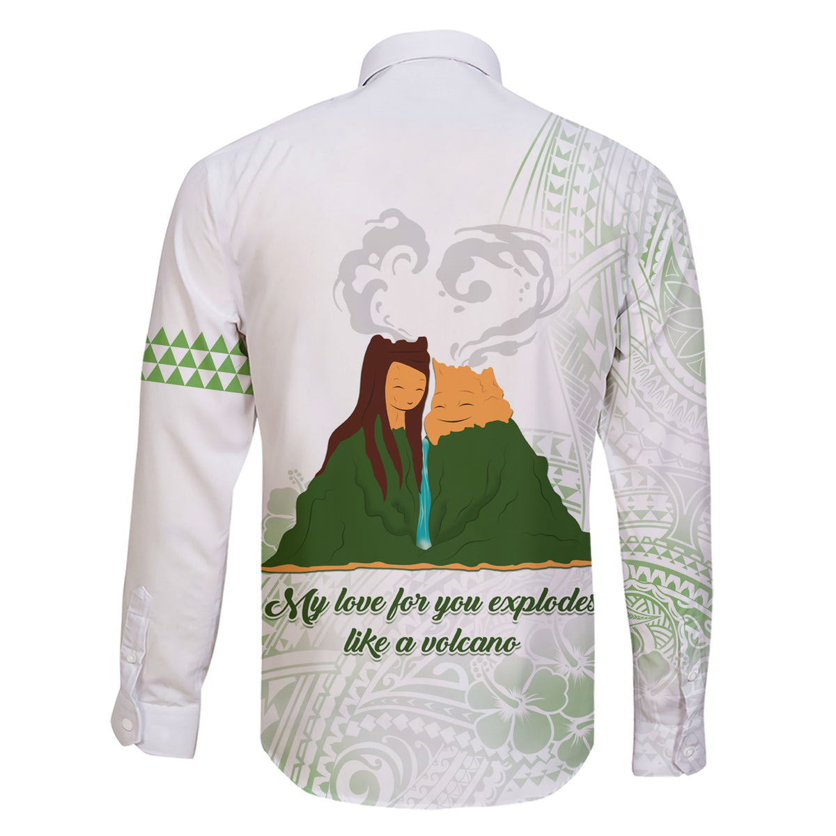 Personalised I LAVA YOU Volcano Valentine Family Matching Short Sleeve Bodycon Dress and Hawaiian Shirt Polynesian Tribal Pattern LT05 - Polynesian Pride