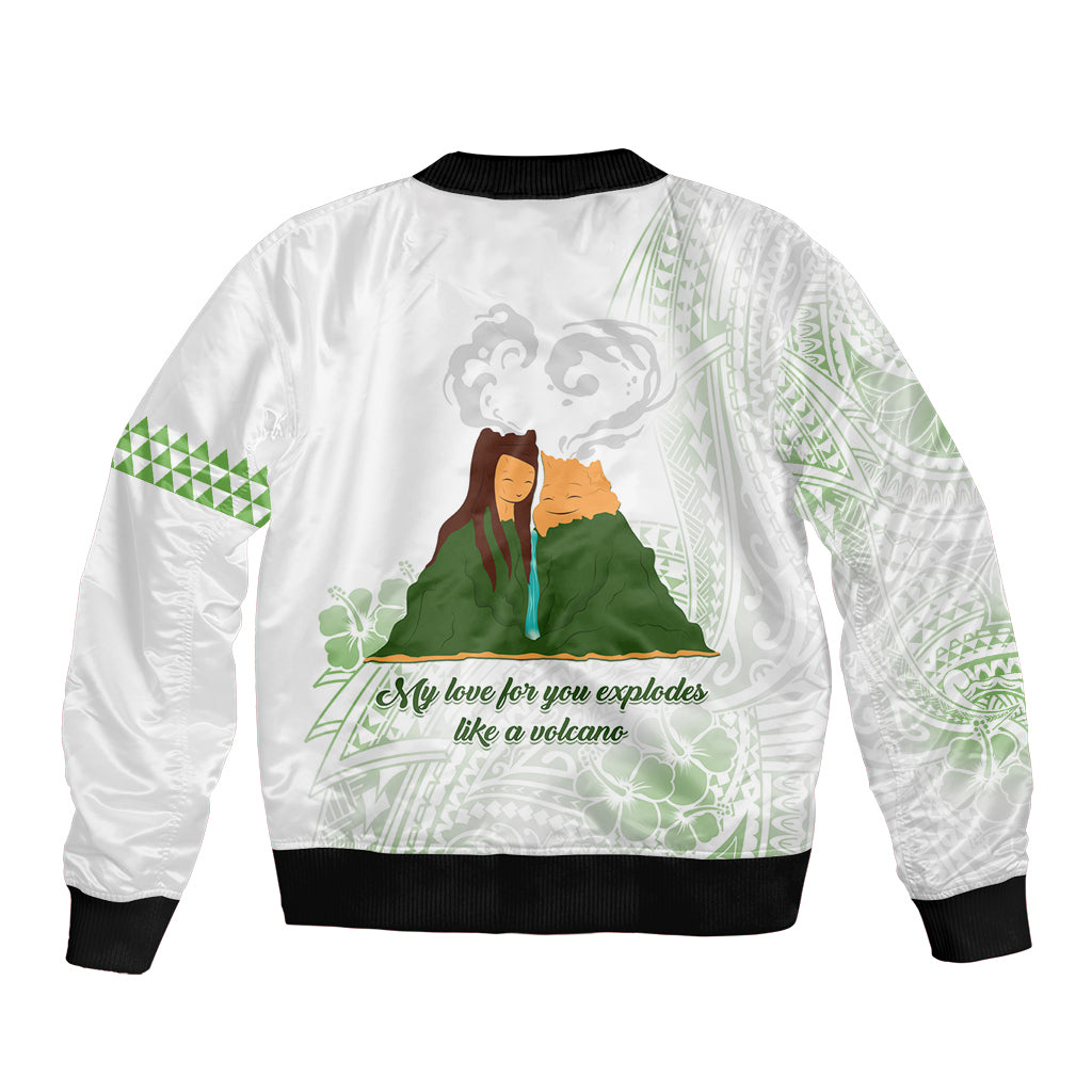 Personalised I LAVA YOU Volcano Valentine Sleeve Zip Bomber Jacket Polynesian Tribal Pattern LT05 - Polynesian Pride