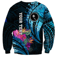Personalised FSM Chuuk State Sweatshirt Tropical Flowers Tribal Pattern LT05 - Polynesian Pride