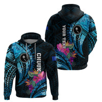 Personalised FSM Chuuk State Zip Hoodie Tropical Flowers Tribal Pattern LT05 - Polynesian Pride