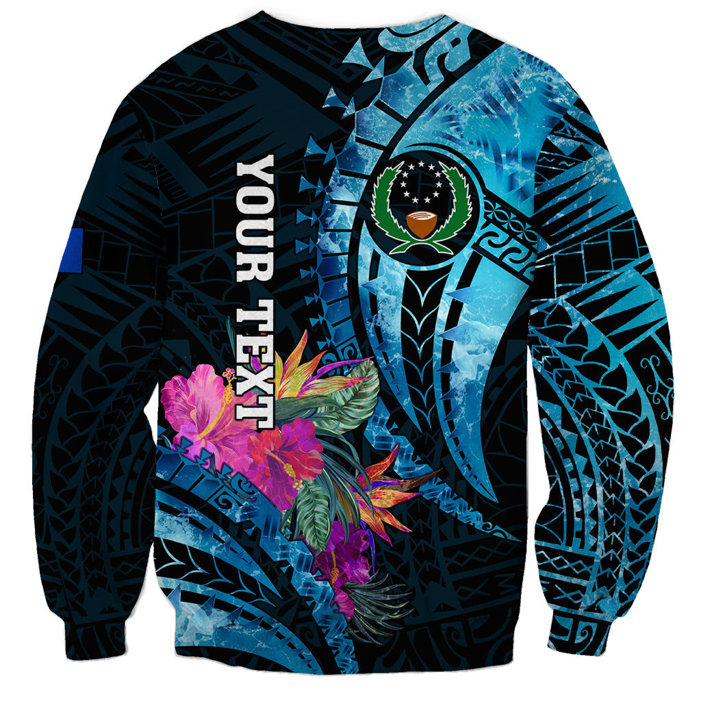 Personalised FSM Pohnpei State Sweatshirt Tropical Flowers Tribal Pattern LT05 - Polynesian Pride
