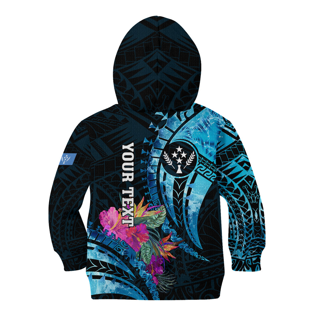 Personalised FSM Kosrae State Kid Hoodie Tropical Flowers Tribal Pattern LT05 - Polynesian Pride