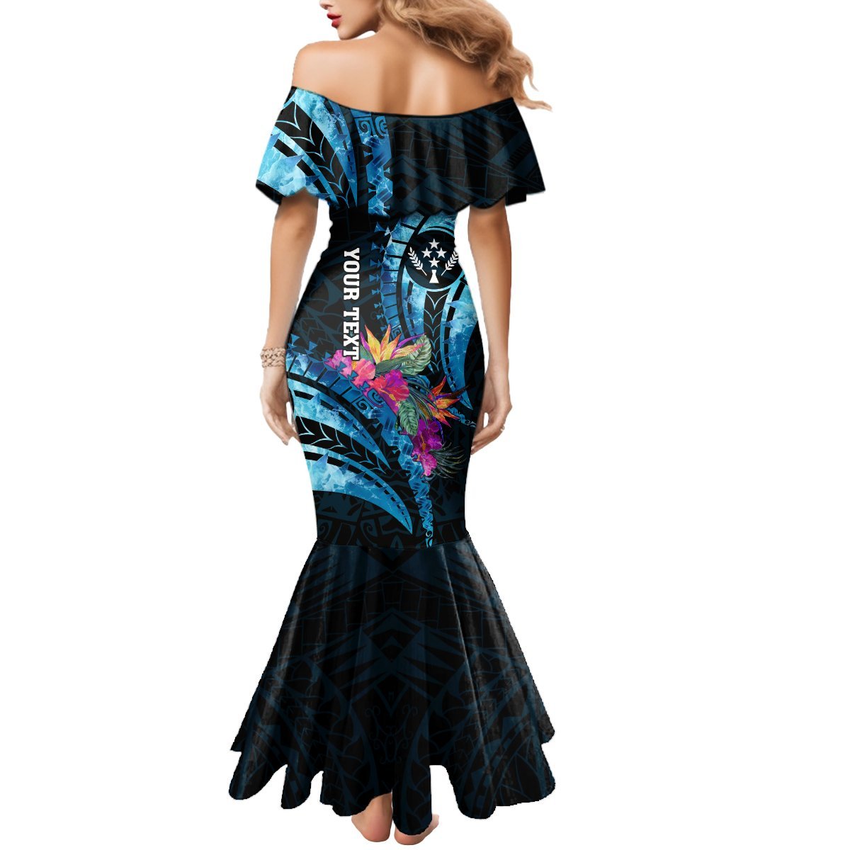 Personalised FSM Kosrae State Mermaid Dress Tropical Flowers Tribal Pattern LT05 - Polynesian Pride