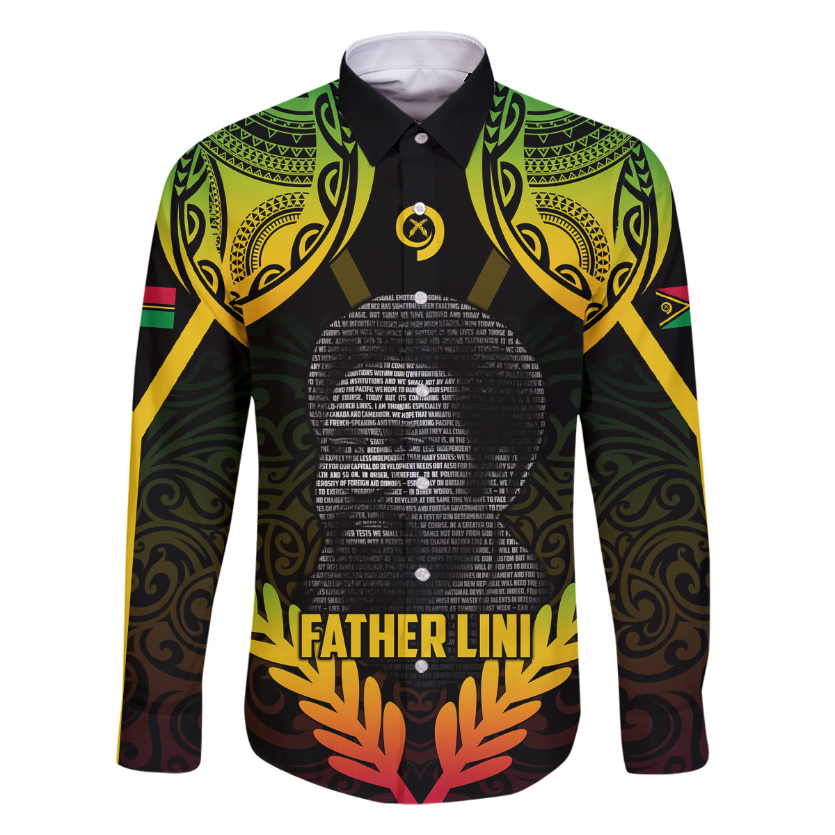 Personalised Vanuatu Father Lini Day Family Matching Off Shoulder Maxi Dress and Hawaiian Shirt Polynesian Tribal Pattern LT05 Dad's Shirt - Long Sleeve Black - Polynesian Pride