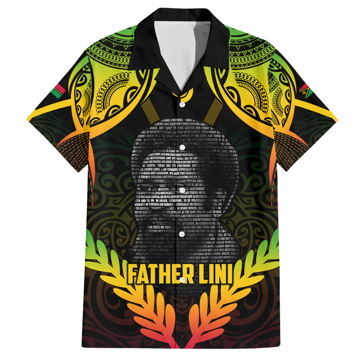 Personalised Vanuatu Father Lini Day Family Matching Short Sleeve Bodycon Dress and Hawaiian Shirt Polynesian Tribal Pattern LT05 Dad's Shirt - Short Sleeve Black - Polynesian Pride