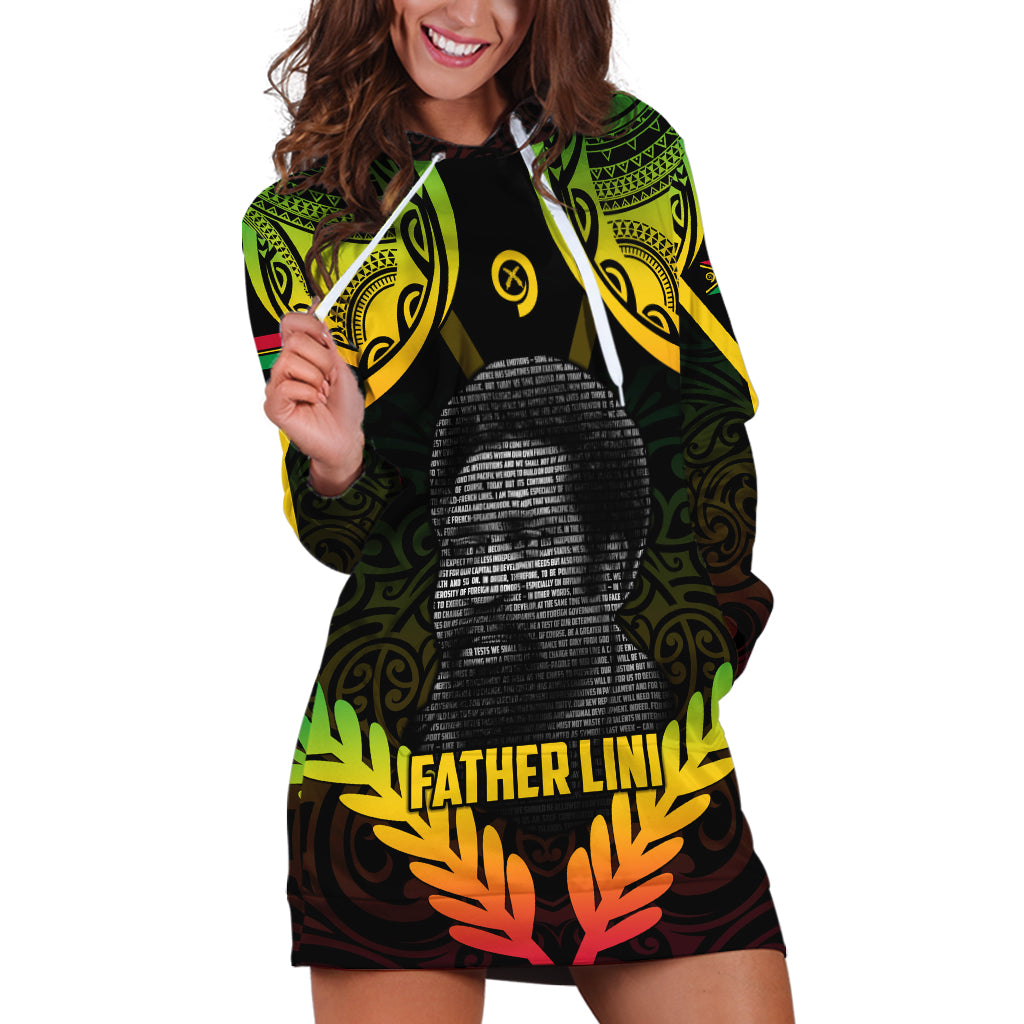 Personalised Vanuatu Father Lini Day Hoodie Dress Polynesian Tribal Pattern LT05 Black - Polynesian Pride