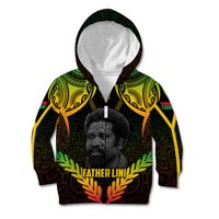 Personalised Vanuatu Father Lini Day Kid Hoodie Polynesian Tribal Pattern LT05 Zip Hoodie Black - Polynesian Pride