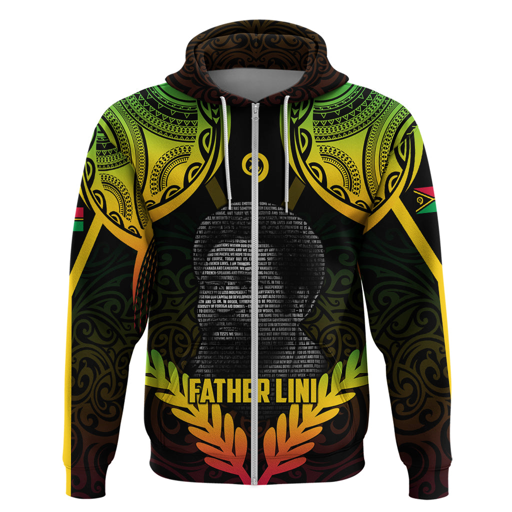 Personalised Vanuatu Father Lini Day Zip Hoodie Polynesian Tribal Pattern LT05 Zip Hoodie Black - Polynesian Pride