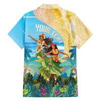 Personalised Hawaii Honolulu Festival Family Matching Off Shoulder Short Dress and Hawaiian Shirt Hula Girls Tropical Vibe LT05 - Polynesian Pride