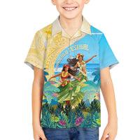 Personalised Hawaii Honolulu Festival Family Matching Tank Maxi Dress and Hawaiian Shirt Hula Girls Tropical Vibe LT05 Son's Shirt Blue - Polynesian Pride