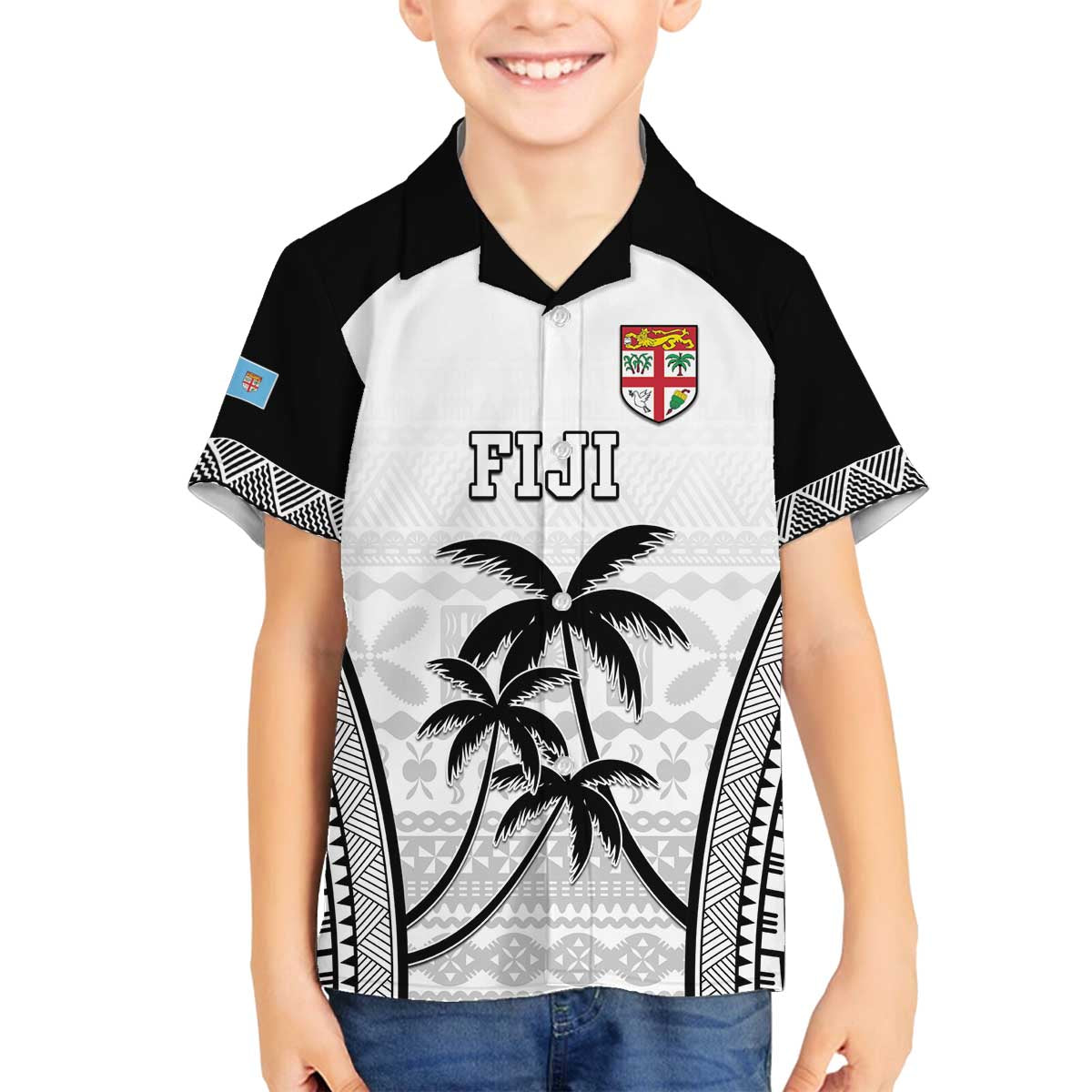 Custom Fiji Tapa Football Family Matching Off The Shoulder Long Sleeve Dress and Hawaiian Shirt Sporty Style