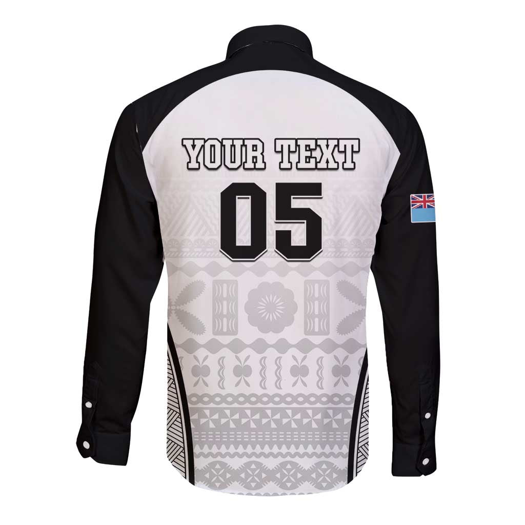 Custom Fiji Tapa Football Long Sleeve Button Shirt Sporty Style