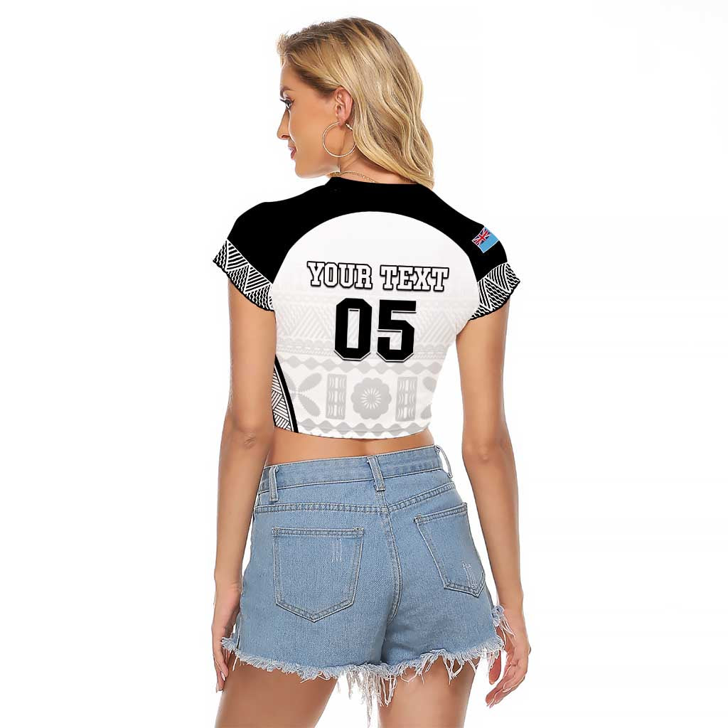 Custom Fiji Tapa Football Raglan Cropped T Shirt Sporty Style