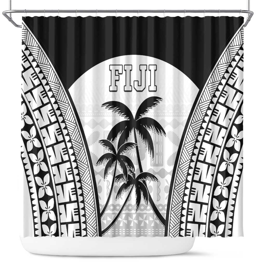 Fiji Tapa Football Shower Curtain Sporty Style LT05 White - Polynesian Pride