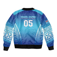 Custom Fiji Football Bomber Jacket Fijian Tapa Pattern