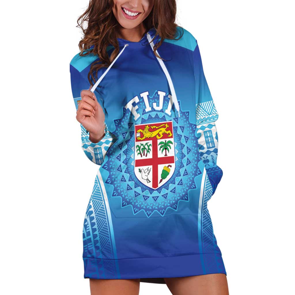 Custom Fiji Football Hoodie Dress Fijian Tapa Pattern