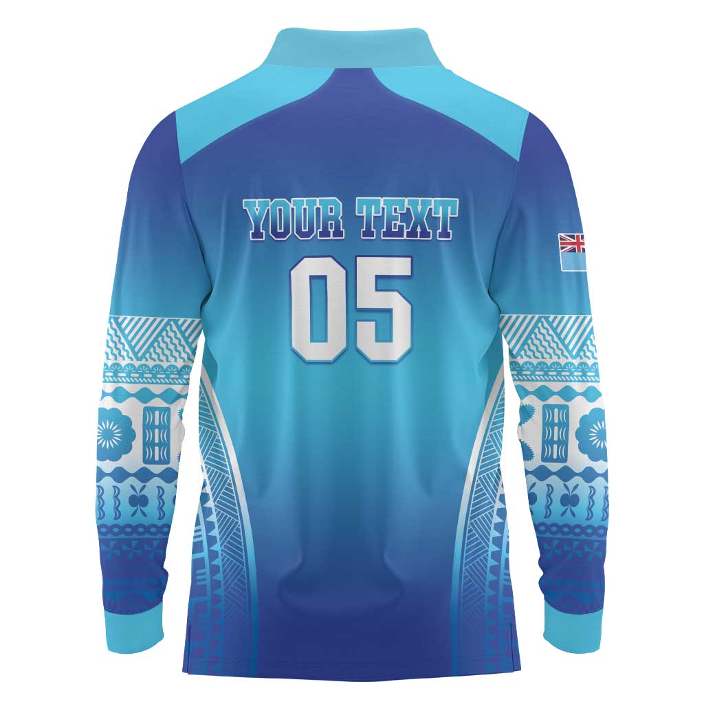 Custom Fiji Football Long Sleeve Polo Shirt Fijian Tapa Pattern