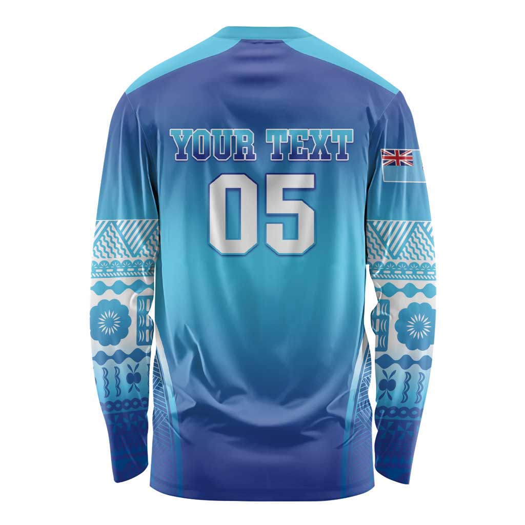 Custom Fiji Football Long Sleeve Shirt Fijian Tapa Pattern