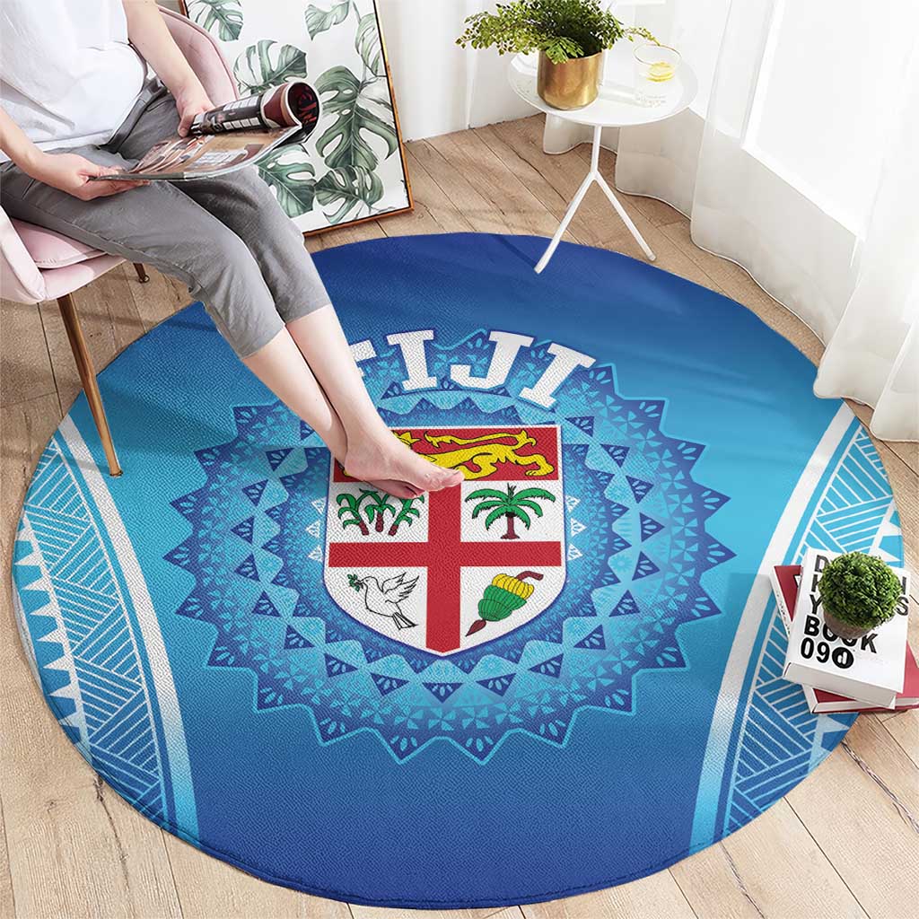 Fiji Football Round Carpet Fijian Tapa Pattern LT05 - Polynesian Pride