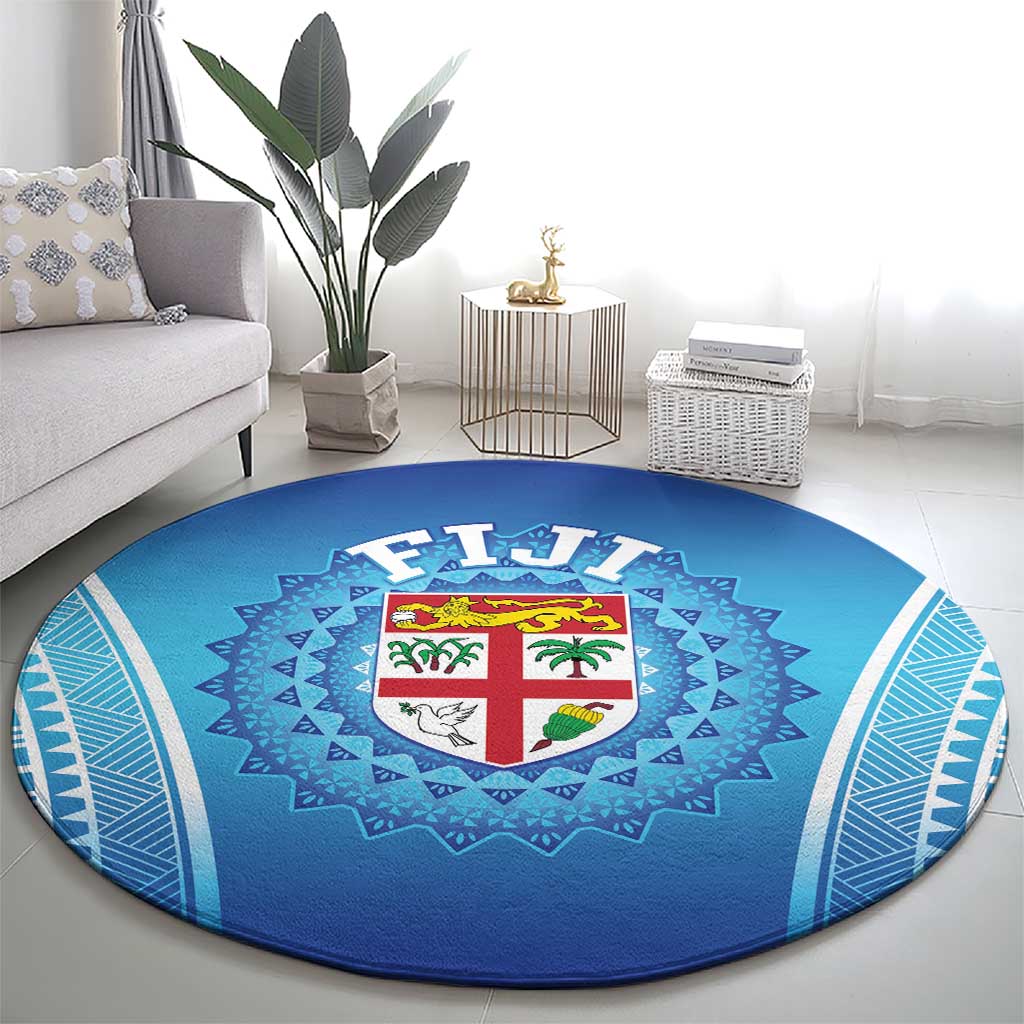Fiji Football Round Carpet Fijian Tapa Pattern LT05 - Polynesian Pride