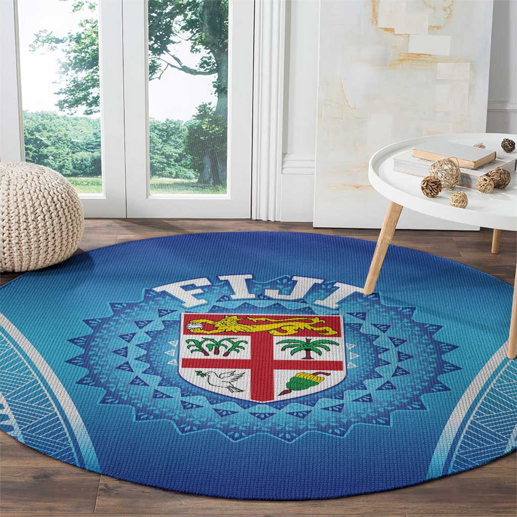 Fiji Football Round Carpet Fijian Tapa Pattern LT05 - Polynesian Pride
