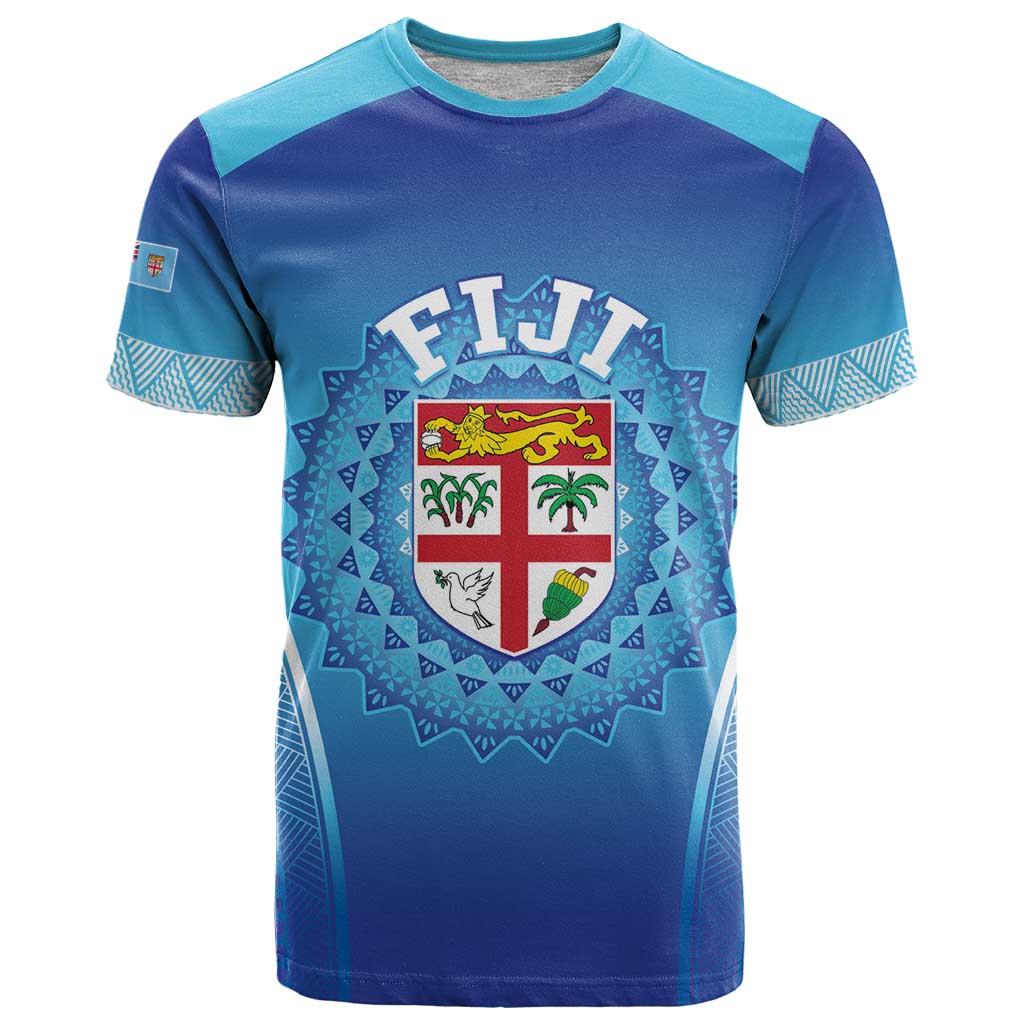 Custom Fiji Football T Shirt Fijian Tapa Pattern