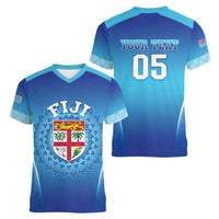 Custom Fiji Football Women V-Neck T-Shirt Fijian Tapa Pattern LT05 - Polynesian Pride
