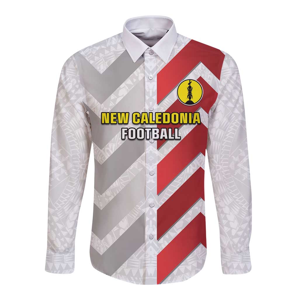 Custom New Caledonia Football Long Sleeve Button Shirt Unique Style LT05 Unisex Red - Polynesian Pride