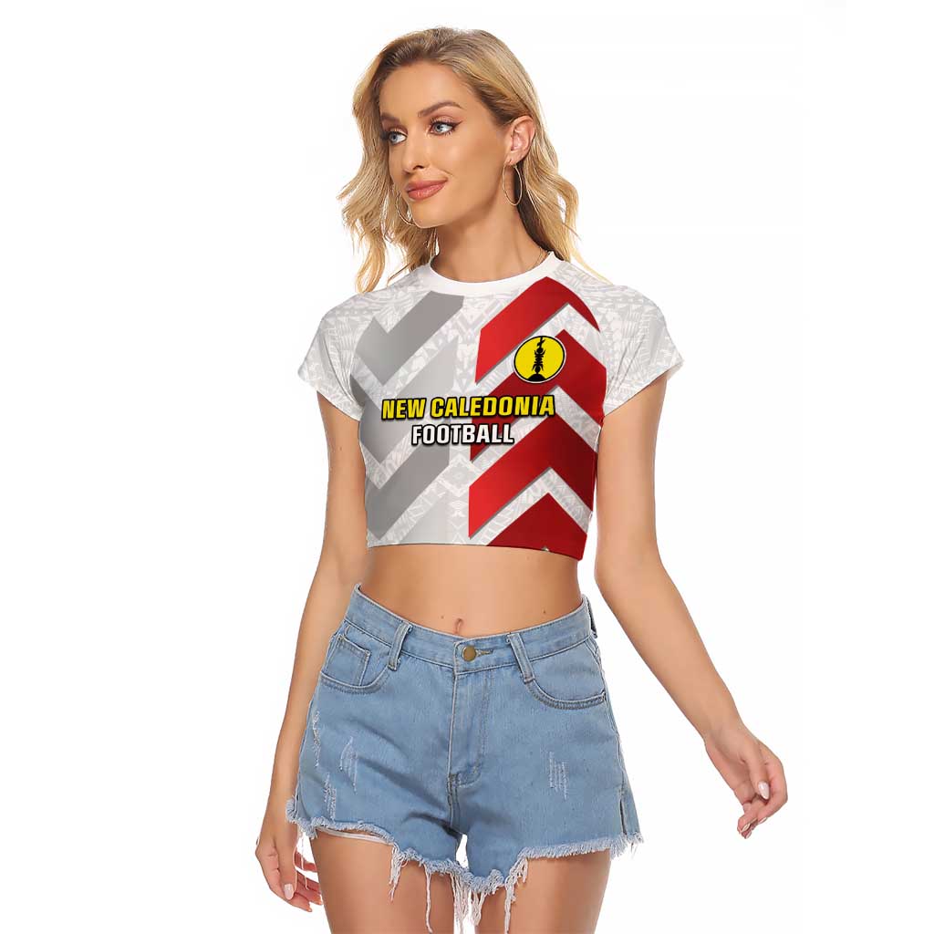 Custom New Caledonia Football Raglan Cropped T Shirt Unique Style LT05 Female Red - Polynesian Pride