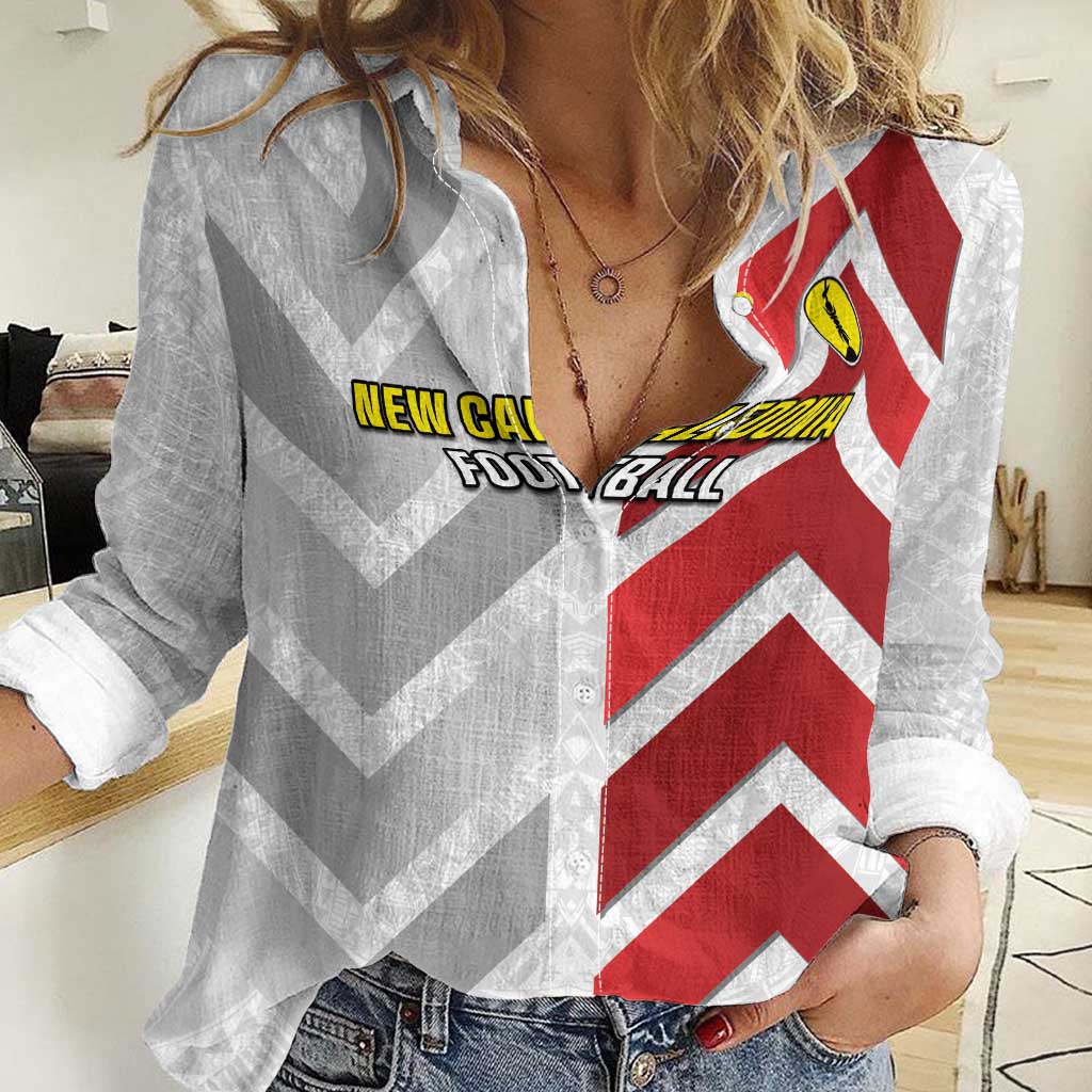 Custom New Caledonia Football Women Casual Shirt Unique Style LT05 Female Red - Polynesian Pride