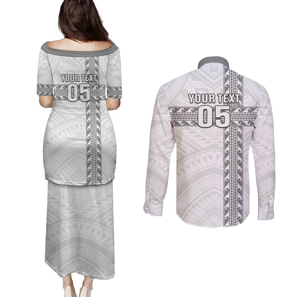 Custom New Caledonia Football Couples Matching Puletasi and Long Sleeve Button Shirt Go The Kagus