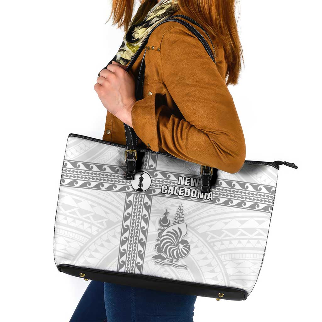New Caledonia Football Leather Tote Bag Go The Kagus LT05 White - Polynesian Pride