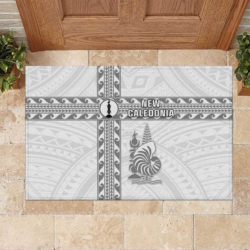 New Caledonia Football Rubber Doormat Go The Kagus LT05 White - Polynesian Pride