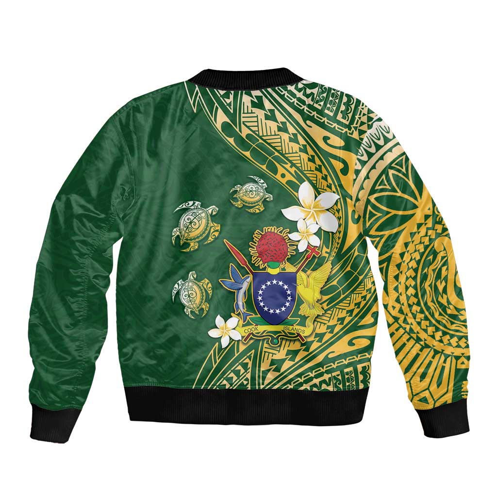 Cook Islands 15 Finest Bomber Jacket Plumeria Polynesian Turtle