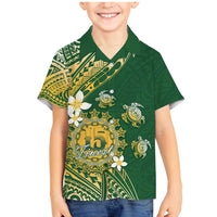 Cook Islands 15 Finest Family Matching Mermaid Dress and Hawaiian Shirt Plumeria Polynesian Turtle LT05 Son's Shirt Green - Polynesian Pride