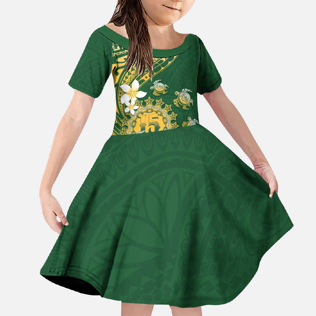 Cook Islands 15 Finest Family Matching Off Shoulder Maxi Dress and Hawaiian Shirt Plumeria Polynesian Turtle