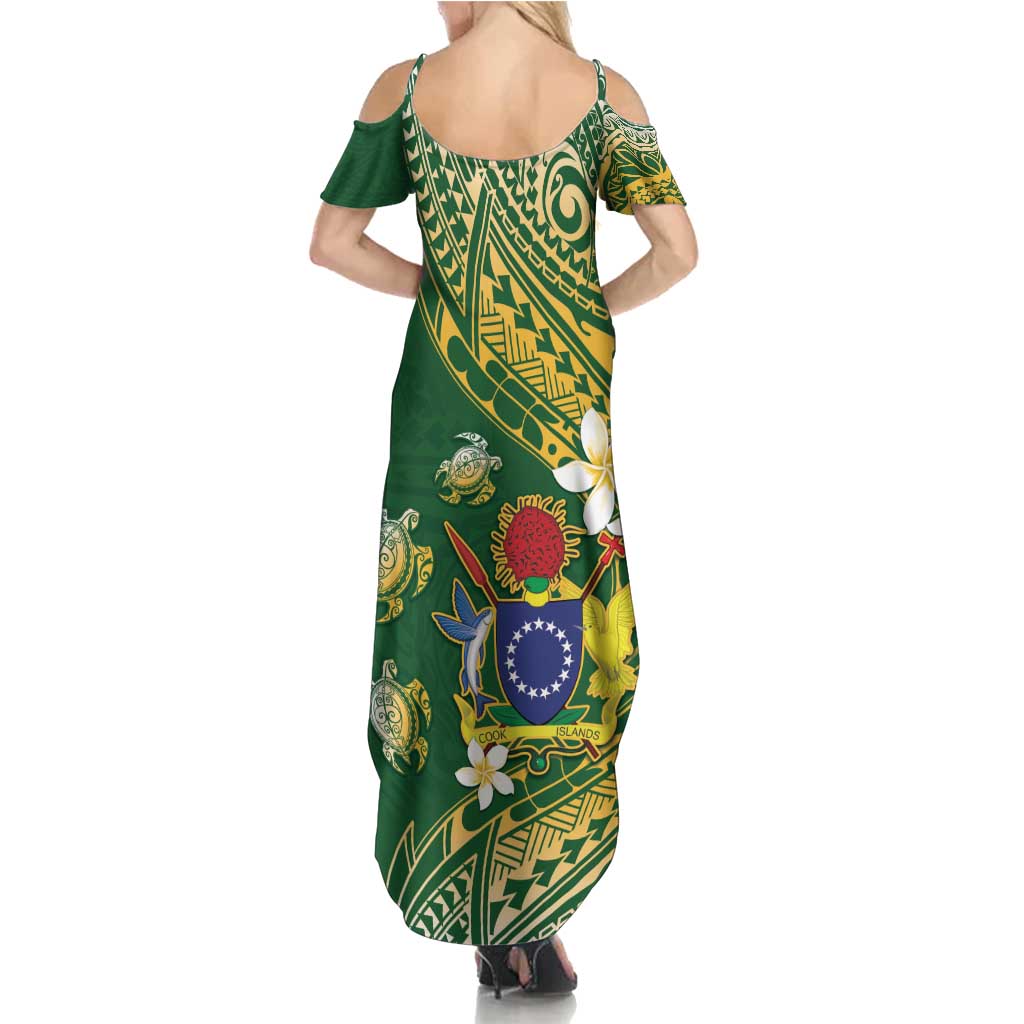 Cook Islands 15 Finest Family Matching Summer Maxi Dress and Hawaiian Shirt Plumeria Polynesian Turtle