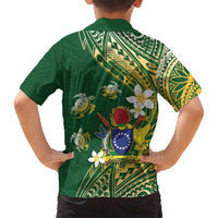 Cook Islands 15 Finest Family Matching Tank Maxi Dress and Hawaiian Shirt Plumeria Polynesian Turtle