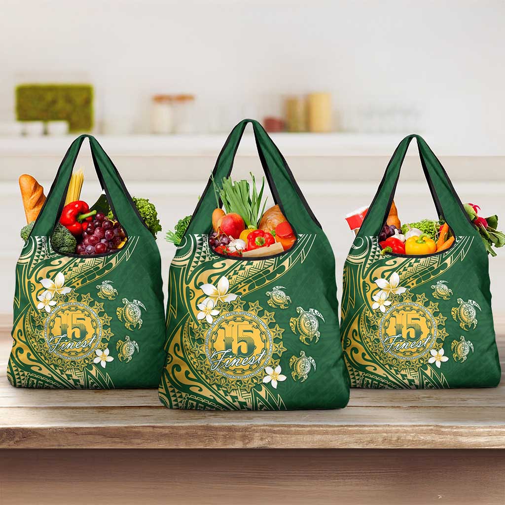 Cook Islands 15 Finest Grocery Bag Plumeria Polynesian Turtle